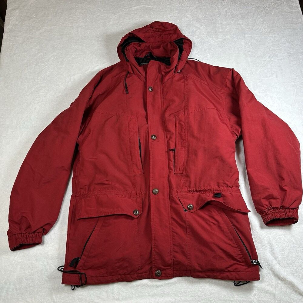 Obermeyer Ski Jacket Mens Small Red Hooded Winter Coat Fleece Lined 3 In‎ 1